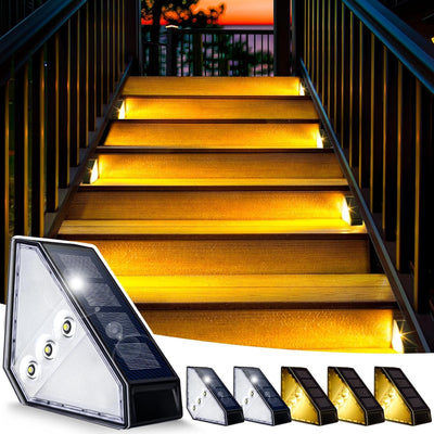 NIORSUN Solar Step Lights for Outside,6 Pack Warm White Solar Stair Lights Outdoor Waterproof IP67 Auto On Off,Solar Lights for Steps,Stair,Patio,Yard,Porch,Front,Door,Side Wlak,Home Decor.