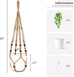 2 Packs Fake Hanging Plant with Pot, Artificial Plants for Home Decor Indoor Macrame Plant Hanger with Faux Vine Hanging Planter Greenery for Bedroom Bathroom Office Decor, Brown (Pothos)