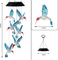 Hummingbird Solar Wind Chimes Color Changing Solar Mobile Lights Waterproof LED Wind Chimes Solar Powered Lights for Home Party Yard Garden Christmas Decoration(Blue)