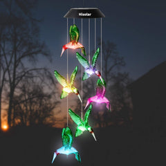 Hummingbird Solar Wind Chimes Outdoor Color Changing LED Solar Chimes Light Birthday Gifts for Women Garden Gifts for Mom Grandma Mothers Day Memorial Wind Chimes