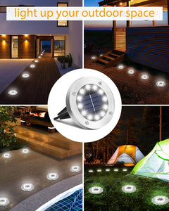 Solar Ground Lights, 12 LED Waterproof Garden Lights Outdoor Bright In-Ground, Solar Disk Lights Outdoor Decorations for Pathway Yard Lawn Patio Walkway Pool(4 Packs White)