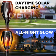 Beautiful Solar Lights for outside 6-Pack - Premium Solar Tiki Torches with Flickering Flame - Waterproof, Auto On/Off - Perfect for Your Outdoor, Yard, Patio, Pathway & Garden