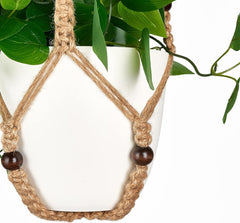 2 Packs Fake Hanging Plant with Pot, Artificial Plants for Home Decor Indoor Macrame Plant Hanger with Faux Vine Hanging Planter Greenery for Bedroom Bathroom Office Decor, Brown (Pothos)