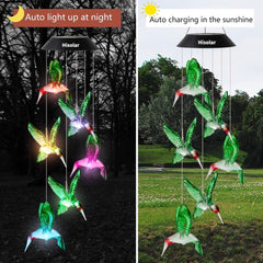 Hummingbird Solar Wind Chimes Outdoor Color Changing LED Solar Chimes Light Birthday Gifts for Women Garden Gifts for Mom Grandma Mothers Day Memorial Wind Chimes