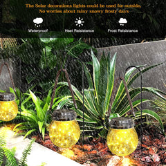 Solar Lantern,  2 Pack 30 LED Halloween Christmas Outdoor Hanging Lanterns Waterproof Solar Lights Garden Decor Decorative Backyard Solar Lanterns for Backyard Fence Pathway (Warm Light)