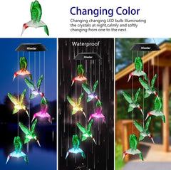 Hummingbird Solar Wind Chimes Outdoor Color Changing LED Solar Chimes Light Birthday Gifts for Women Garden Gifts for Mom Grandma Mothers Day Memorial Wind Chimes