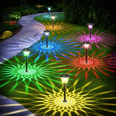 Beau Jardin 8 Pack Solar Pathway Lights Color Changing + Bright White Outdoor Garden Stake Glass LED Stainless Steel IP65 Waterproof Landscape Path Lighting For Yard Walkway Driveway outside black